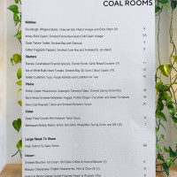 Coal Rooms menu