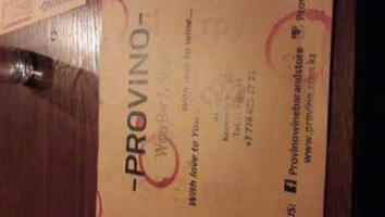 Provino Wine Store menu