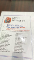 Ming Dynasty Chinese Restaurant menu