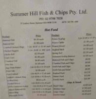 Summer Hill Fish And Chips Shop menu