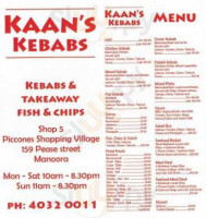 Kaan's Kebabs -fish Chips menu