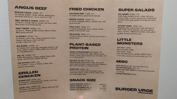 Burger Urge menu