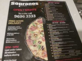 Soprano's Restaurant & Pizzeria menu