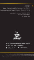 Cafe Hideout menu
