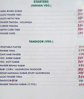 Nandi Palace menu