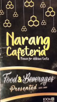 Narang Cafeteria menu