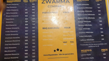 Zwarma Biriyani's menu
