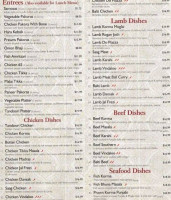 Tandoori Nights Indian menu