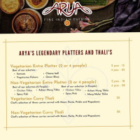 Arya Indian Cuisine menu