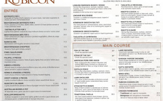Rubicon Bar Restaurant menu