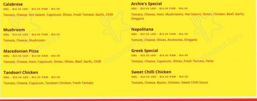 Greenbrook Dial-a-pizza menu