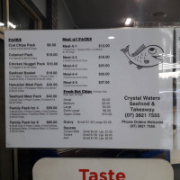 Crystal Waters Seafood Takeaway menu