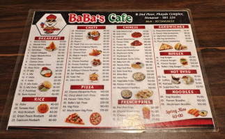 Baba's Cafe Roof Top menu