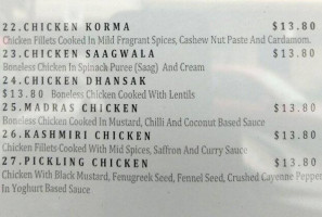 Ripponlea Indian Cuisine menu