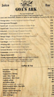 Goa's Ark menu