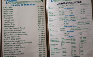 Chandralok, Lonavala menu