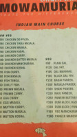 Mowamuria menu