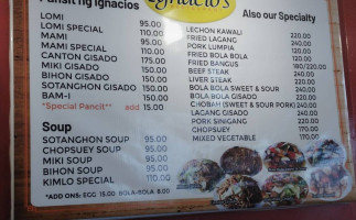 Ignacio's menu