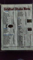 Giridhari Dhaba menu