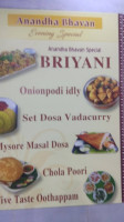 Anandha Bavan menu