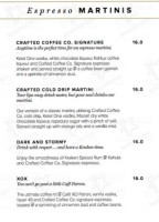 Crafted Coffee Co menu
