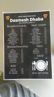Dashmesh Dhaba menu