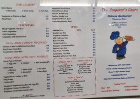 Emperor's Court menu