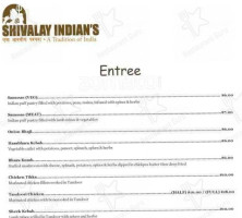 Shivalay Indian's menu