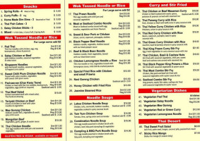 Helensvale Thai Takeaway menu