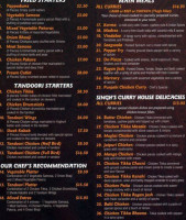 Singh's Curry Palace menu