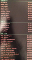 Dosa Dhaba menu