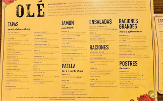 Olé menu