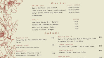 Roseville Memorial Club menu