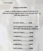 Wilsons Lebanese menu