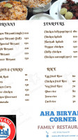 Aha Biryani Corner menu