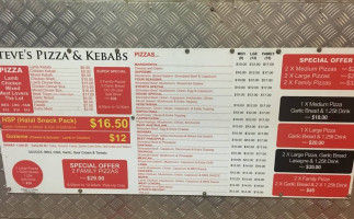 Steves Pizza And Kebab menu