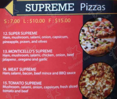Monticello Pizza menu