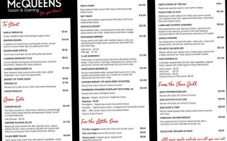 Mcqueens Tavern menu