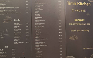 Tim's Kitchen menu