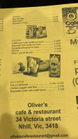 Oliver's Cafe Resturant menu