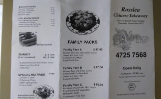 Rosslea Chinese Takeaway menu