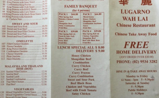 Lugarno Chinese Restaurant menu