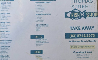 Thomas Street Fish Shop menu