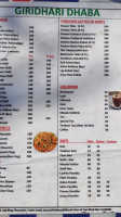 Giridhari Dhaba menu