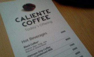 Caliente Coffee menu