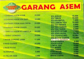 Waroeng Garang Asem menu