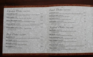 The Cove Indian Restaurant menu