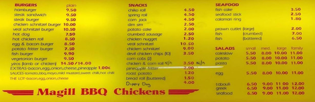 Magill Bbq Chickens menu