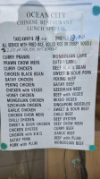 Ocean City Chinese menu