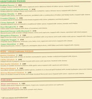 The Bangalore Bakester menu
